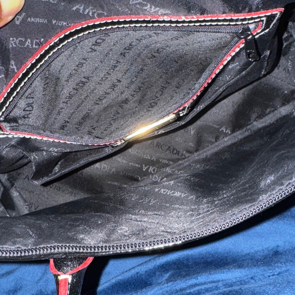 Arcadia Black Pattern Leather Handbag - image 5